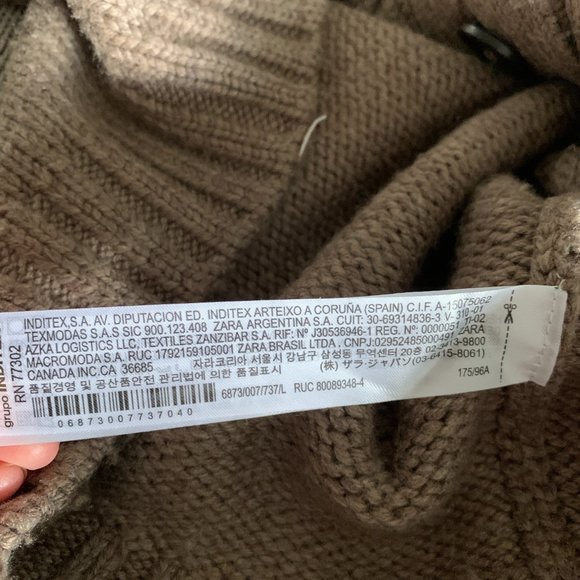 BLOGGER FAV ZARA Women Pockets Chunky Sweater Cardigan 6873/007, Tan, Size L - Picture 5 of 8
